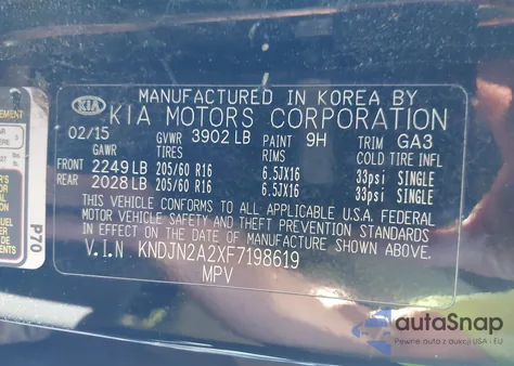 2015 Kia Soul from USA, damaged, VIN KNDJN2A2XF7198619